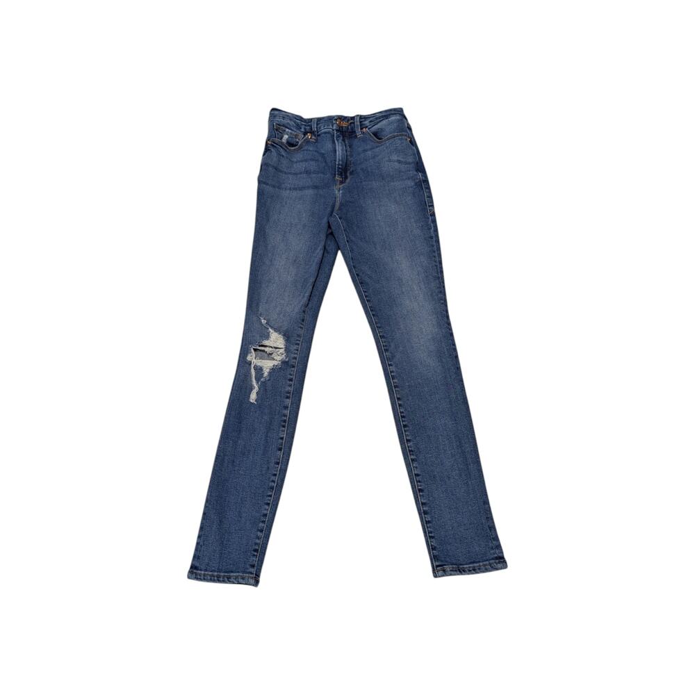 Good American Good Waist Skinny Jeans Distressed High Rise Womens 4 Denim Pants